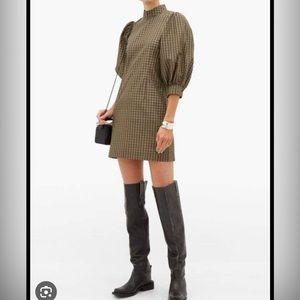 GANNI puff sleeve mini dress